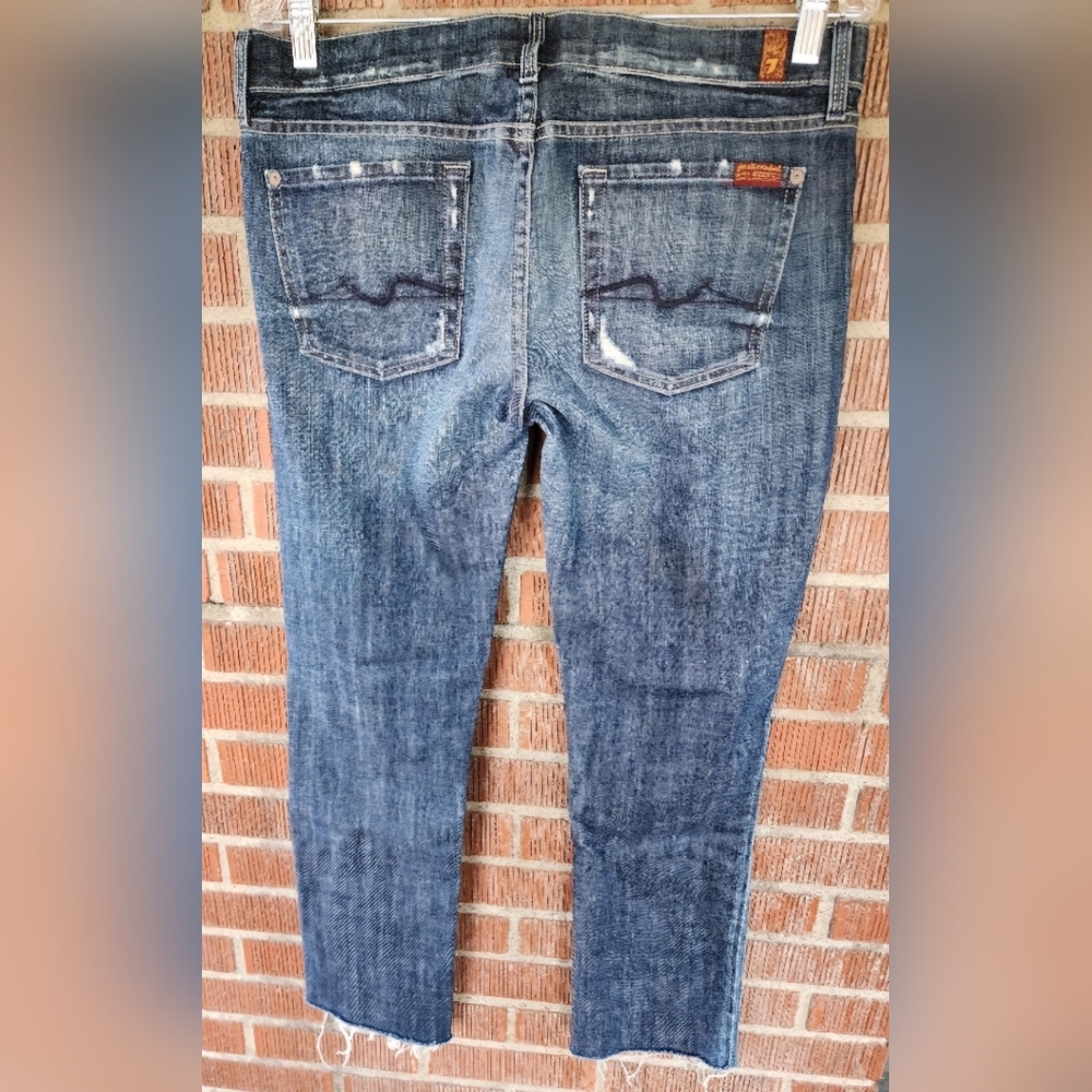 7 for All Mankind Straight Distressed Leg Denim Jeans Size 30